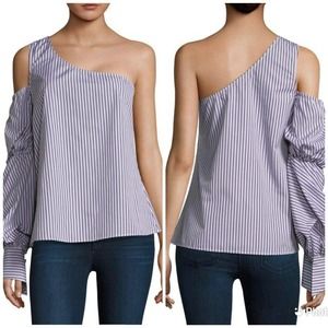 NWT Petersyn Lara One Shoulder Striped Blouse Size XS